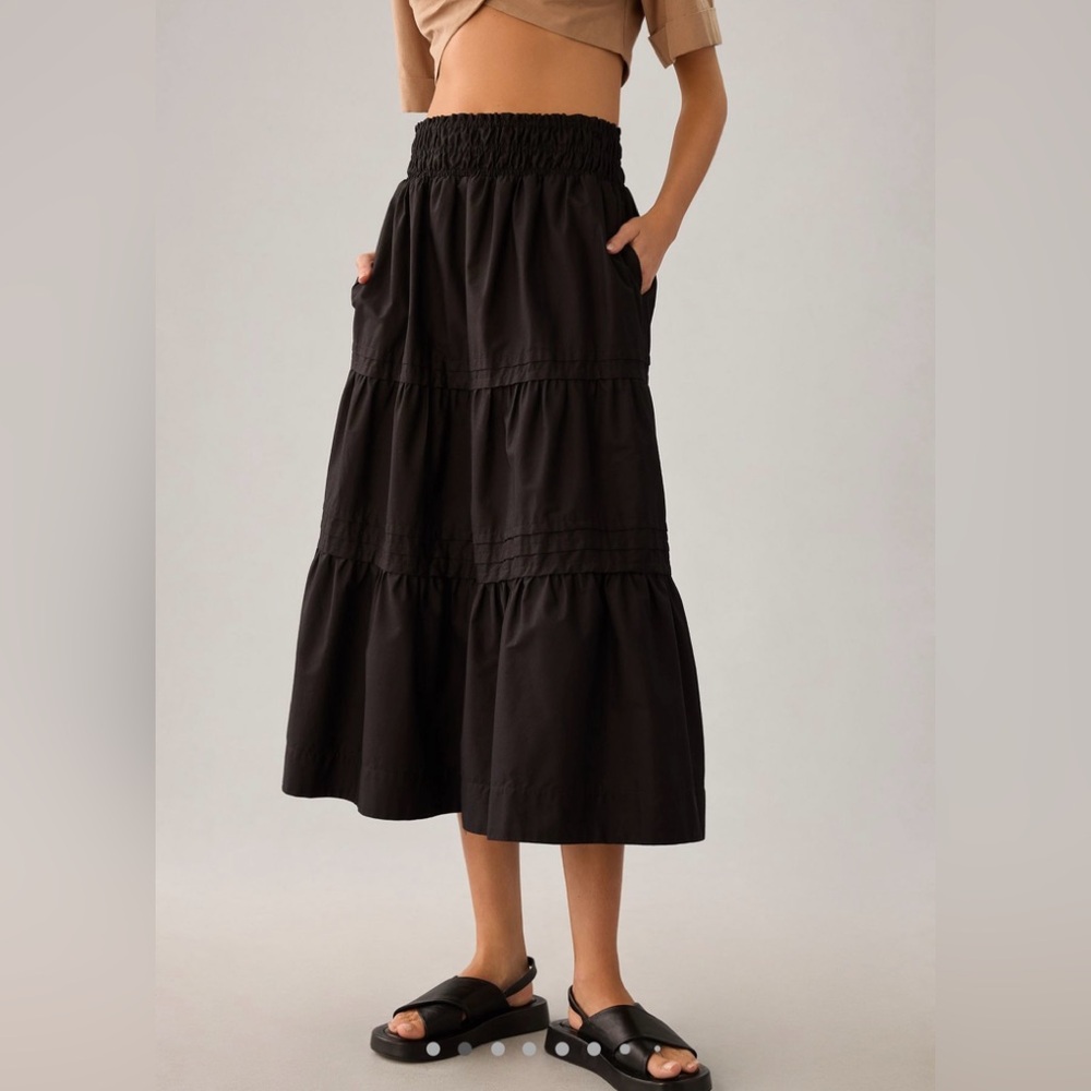 NWOT Anthropologie Maeve Somerset Maxi Skirt Petite Small *Black*